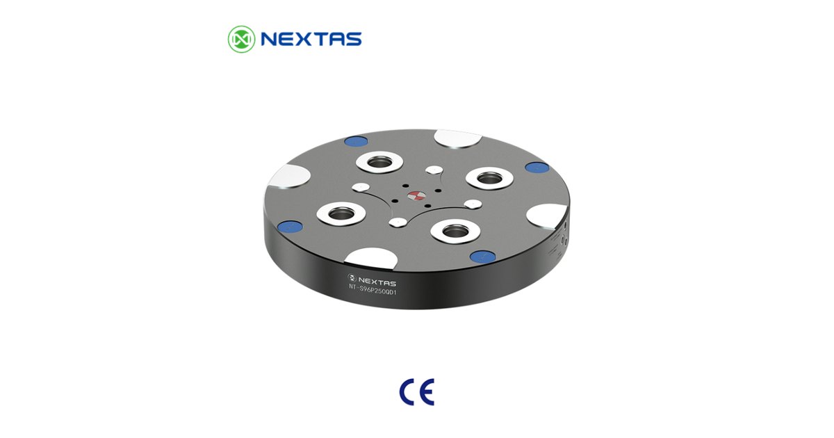 Round NEXTAS pneumatic zero-point plate with several receiver stations on one body